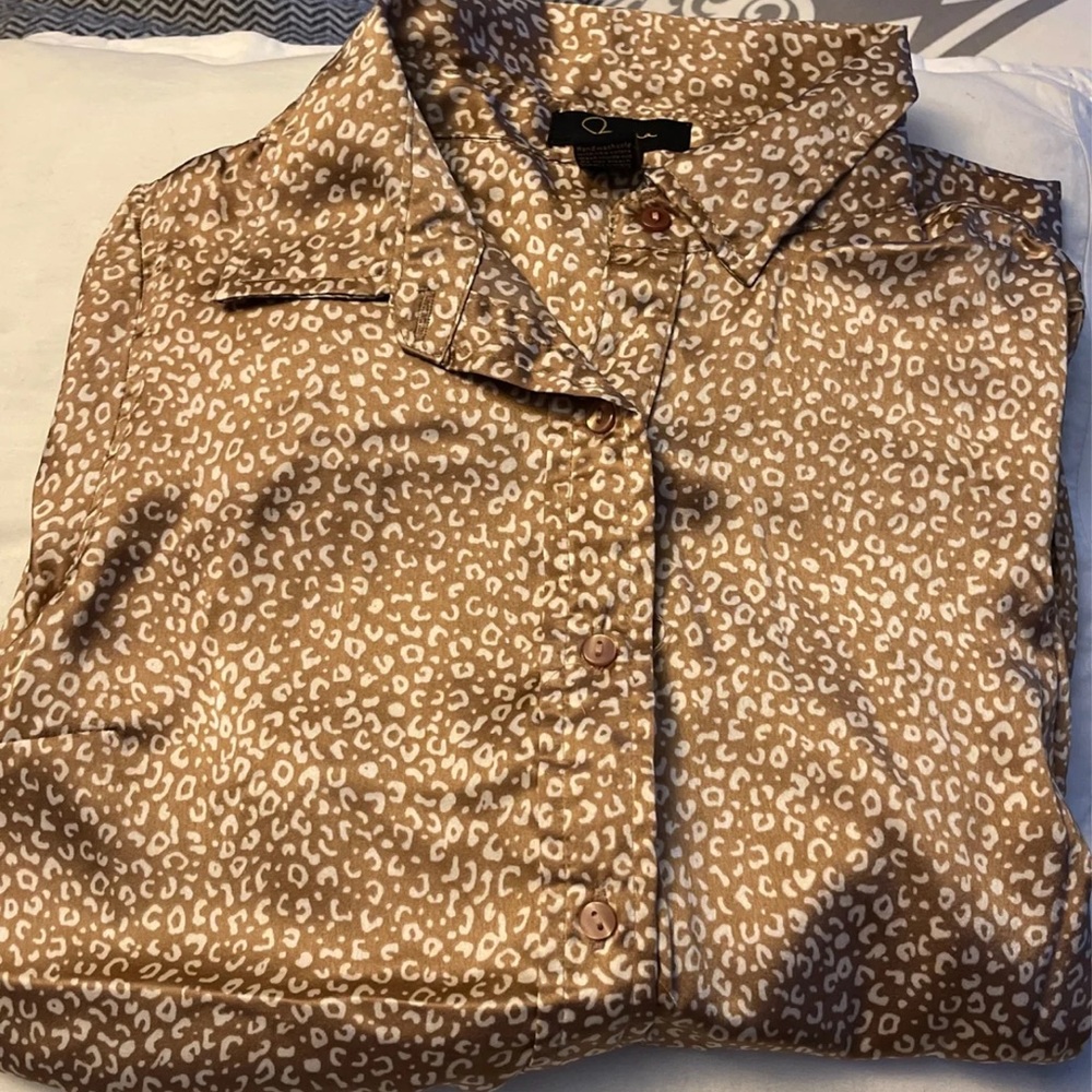Leopard satin blouse